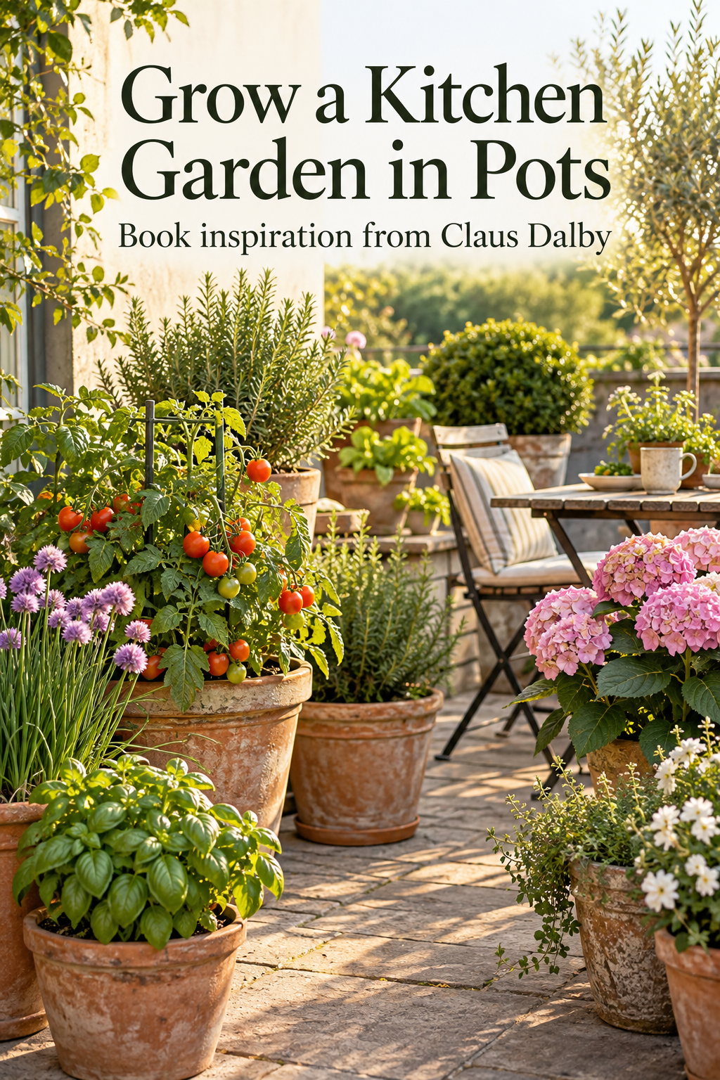 Want to grow herbs, vegetables, and fruit without a big backyard? Take a look at *The Container Kitchen Garden* by Claus Dalby for ideas on choosing pots, combining edible plants, and making a patio or balcony garden look beautiful, too.